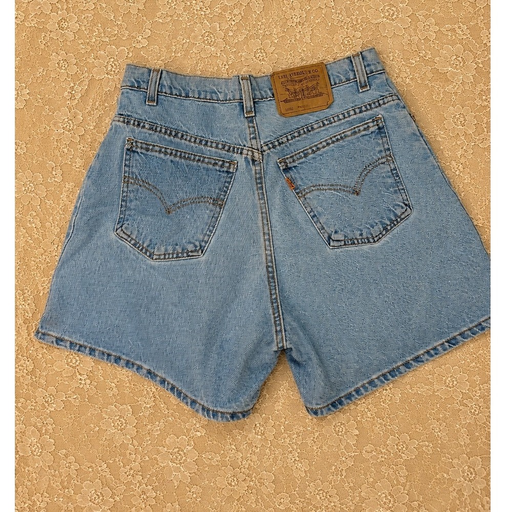 Vintage Levis Orange Tab Denim Mom Shorts Light Wash Distressed 90s Boho Retro